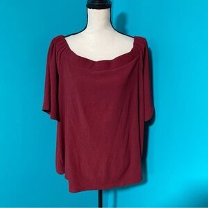 NWT Cato XL Solid Red Off Shoulder Short Sleeve Top